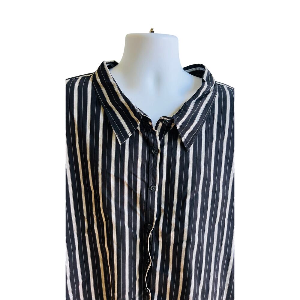 ⚡ Silhouettes Oversized Striped Button Up Shirt Black White Cotton 6X - Picture 2 of 4
